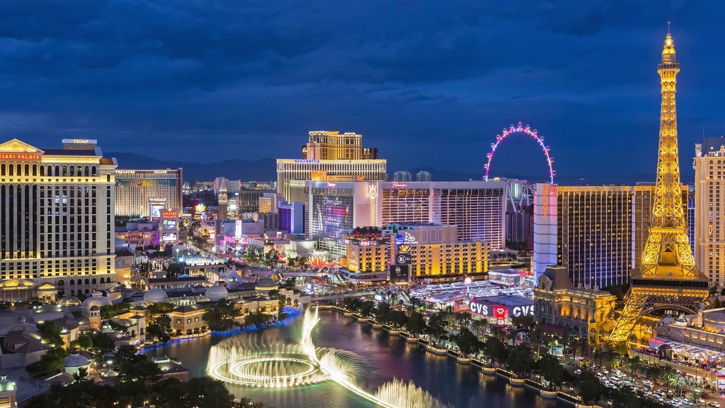 Ansicht Las Vegas bei Nacht.